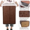 Laundry Basket with Lid Bamboo Foldable Hand woven Dirty Clothes Toy Storage Box