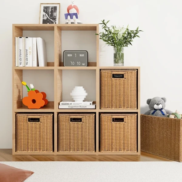 PP Rattan Basket Washable Snack Organizer Box Toys Bathroom Handmade Bakul