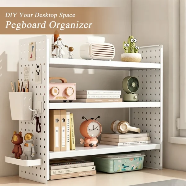 cn-11134207-820l4-mpakwzv2vx8gd4.webp Metal Desktop Organizer Storage Rack with Pegboard White 2 3 Tier