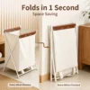 cn-11134207-820l4-mqwteyen46bw39.webp Oxford Fabric Laundry Basket with Leather Handle X Frame Metal Rack Bakul Baju Lipat