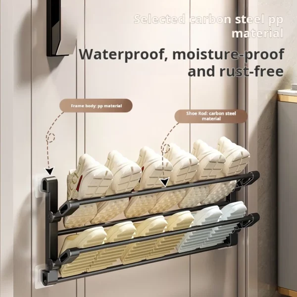Behind Door Shoe Rack Entrance Door Simple Household Foldable Hanging Storage Rack Bathroom Wall Mounted Door Slipper Rack