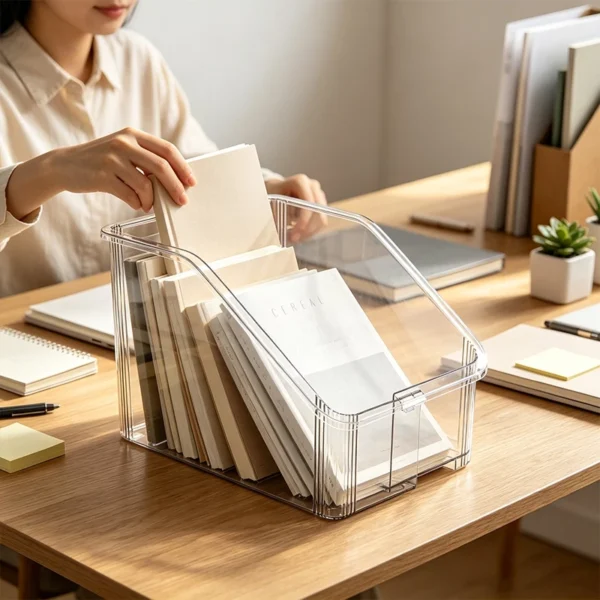 cn-11134207-820l4-ms56jfsxvthd30.webp Retractable Desktop Bookstand Shelf Acrylic Transparent Student Book Storage Box Desk Storage Picture Book File Storage Box