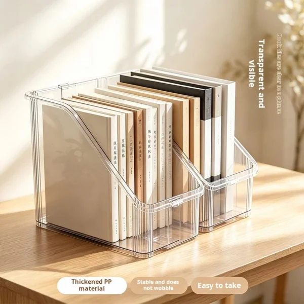 cn-11134207-820l4-ms56wh6tchdx45.webp Retractable Desktop Bookstand Shelf Acrylic Transparent Student Book Storage Box Desk Storage Picture Book File Storage Box