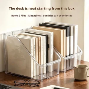 cn-11134207-820l4-ms56wh84bp4xa3.webp Retractable Desktop Bookstand Shelf Acrylic Transparent Student Book Storage Box Desk Storage Picture Book File Storage Box
