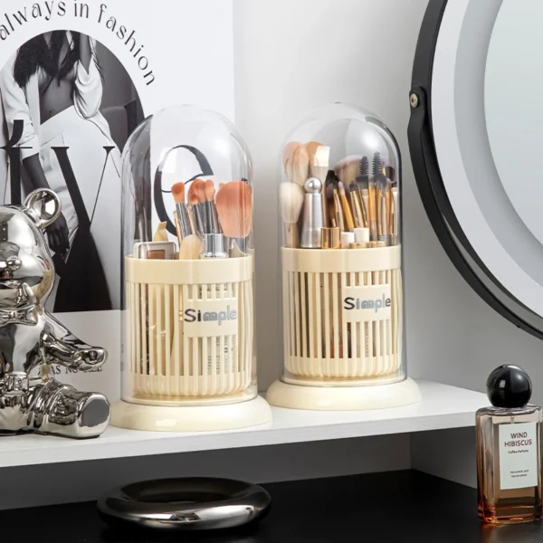 cn-11134207-820l4-ms9mml5hmvwpb9.webp Rotating Makeup Brush Storage Tube Dressing Table Wall Mounted Cosmetic Storage Box Lipstick Eyebrow Pencil Anti dust Compartment
