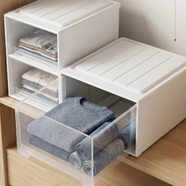 cn-11134207-820l4-msezi70s0mx086.webp Clear Stackable Drawer Storage Box Large Capacity Space Saving Wardrobe Organizer for Clothes Blankets
