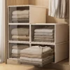 cn-11134207-820l4-msf6nvqb5amcd1.webp Stackable Drawer Storage Box Semi Transparent Flip Top Plastic Storage Bin Large Capacity Wardrobe Organizer for Clothes Bedding Closet Bedroom Home Storage