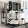Pull Out Microwave Oven Rack  Stainless Steel Kitchen Organizer Multi Functional Storage Table for Rice Cooker Rak Dapur