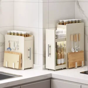 my-11134207-820l6-mrr1a75enyfa29.webp Multi Function Dustproof Pull Out Spice Rack Narrow Edge Kitchen Countertop Organizer Rak Penyimpanan Dapur