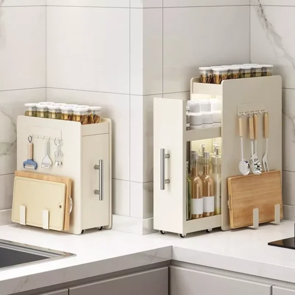 my-11134207-820l6-mrr1a75enyfa29.webp Multi Function Dustproof Pull Out Spice Rack Narrow Edge Kitchen Countertop Organizer Rak Penyimpanan Dapur
