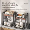 Pull Out Microwave Oven Rack  Stainless Steel Kitchen Organizer Multi Functional Storage Table for Rice Cooker Rak Dapur