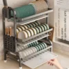 Stainless Steel Dish Drainer Rack Rak Pinggan Mangkuk Dapur Kitchen Sink Storage Organizer Rustproof 2 3 Tier