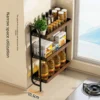 Stainless Steel Spice Rack Rak Rempah Dapur Kitchen Condiment Seasoning Storage Organizer Knife Holder Serbaguna