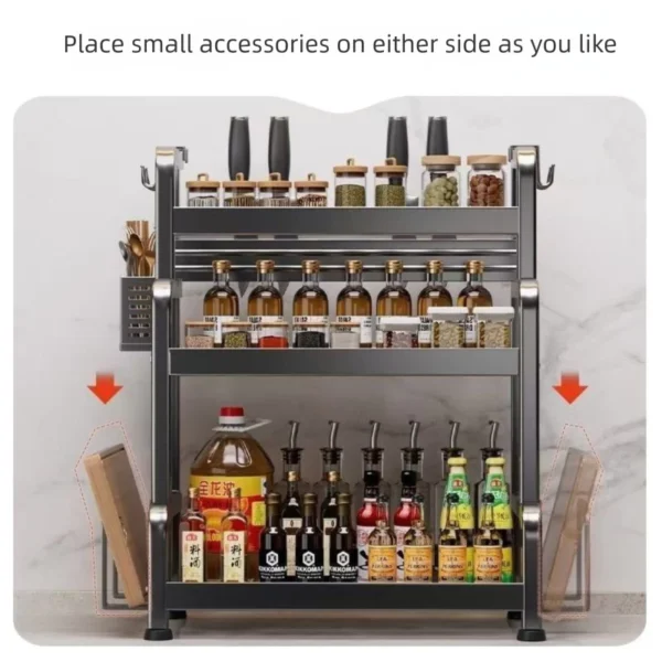 my-11134207-820lb-mrv9gtdf3eo8de.webp 2 3 Tier Kitchen Spice Rack Rak Dapur Rempah Organizer Knife Holder Kitchen Storage Shelf