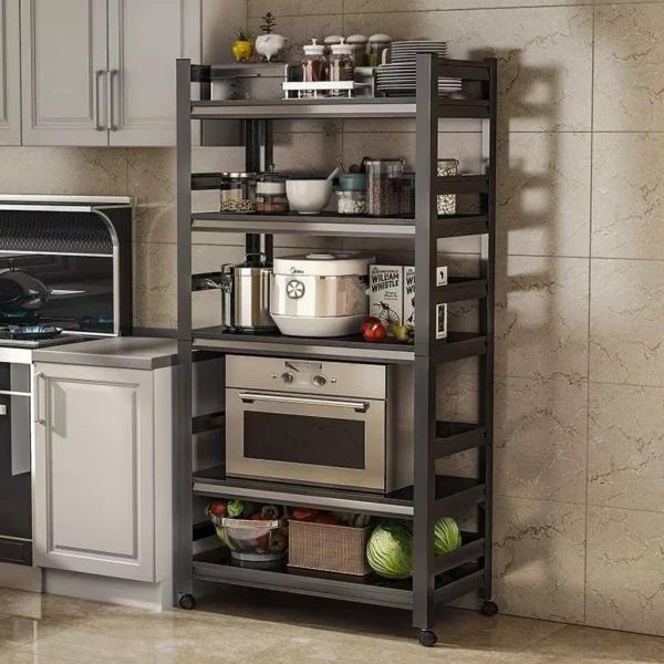 Kitchen Storage Rack Rak Dapur Microwave Organizer Adjustable Freestanding Steel Shelf