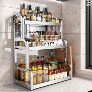 my-11134207-820lh-mqrifcy5nbpp7d.webp 2 3 Tier Stainless Steel Spice Rack Knife Holder Kitchen Condiment Seasoning Storage Organizer Rak Rempah Dapur