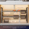 Expandable Stainless Steel Under Sink Organizer Rak Serbaguna Dapur Sinki Kitchen Bathroom Storage Shelf Easy to Clean