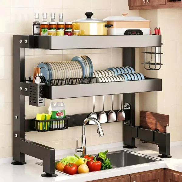 my-11134207-820li-ms14j78oc2kk8c.webp Over the Sink Dish Rack Rak Pinggan Sinki Mangkuk Kecil Compact Kitchen Drying Drainer Organizer