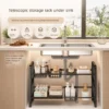Expandable Under Sink Organizer Rack Kitchen Cabinet Shelf Bathroom Storage Rak Bawah Sinki Dapur Bilik Air Boleh Laras
