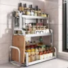 Stainless Steel Kitchen Spice Rack Rak Rempah Dapur Seasoning Condiment Storage Shelf Organizer