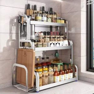 sg-11134201-82582-mrjltavs0yrodd.webp Stainless Steel Kitchen Spice Rack Rak Rempah Dapur Seasoning Condiment Storage Shelf Organizer