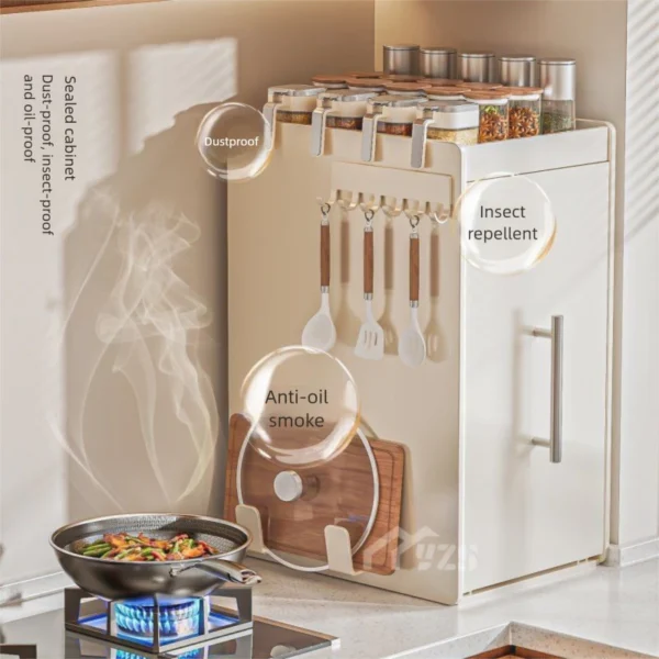 sg-11134201-8258y-mrqzsik4kh6u6e.webp Multi Function Dustproof Pull Out Spice Rack Narrow Edge Kitchen Countertop Organizer Rak Penyimpanan Dapur