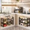 Expandable Under Sink Organizer Rack Kitchen Cabinet Shelf Bathroom Storage Rak Bawah Sinki Dapur Bilik Air Boleh Laras
