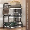 Rak Pinggan Dapur Stainless Steel Dish Rack Kitchen Utensil Holder Knife Holder Storage Shelf Organizer