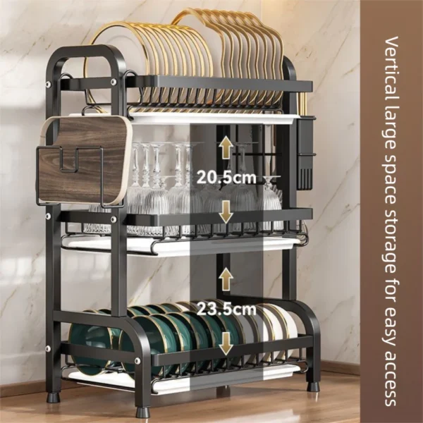 Rak Pinggan Dapur Stainless Steel Dish Rack Kitchen Utensil Holder Knife Holder Storage Shelf Organizer