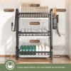 Rak Pinggan Dapur Stainless Steel Dish Rack Kitchen Utensil Holder Knife Holder Storage Shelf Organizer