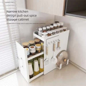 sg-11134201-825ag-mrr05pawymti35.webp Kitchen Spice Rack Pull Out Seasoning Organizer Dustproof Narrow Storage Rak Rempah Ratus Dapur Rak Barang Dapur