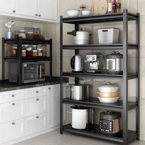 Kitchen Storage Rack Rak Dapur Microwave Organizer Adjustable Freestanding Steel Shelf