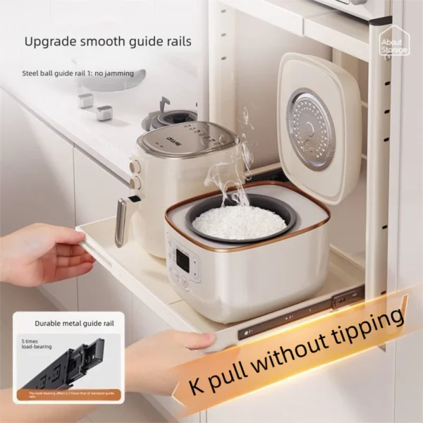 Pull out Microwave Rack Rice Cooker Stand Countertop Kitchen Organizer for Oven Appliances Space Saving Storage Shelf