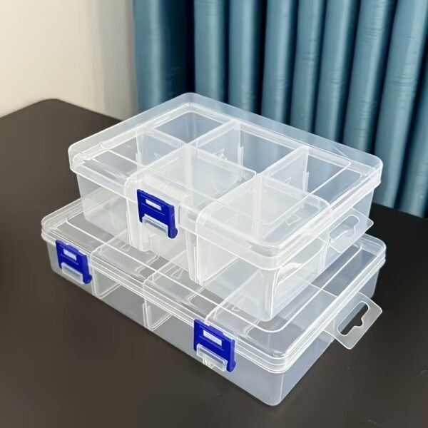 Transparent PlasticStorage Organizer Box with Adjustable Compartments