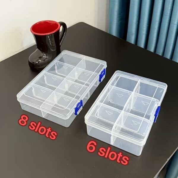 Transparent PlasticStorage Organizer Box with Adjustable Compartments