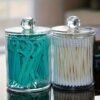 Transparent Cotton Swab & Dental Floss Storage Organizer with Lid
