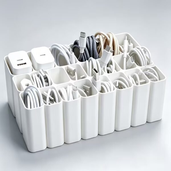 Multi-Compartment Cable & Charger Storage Organizer